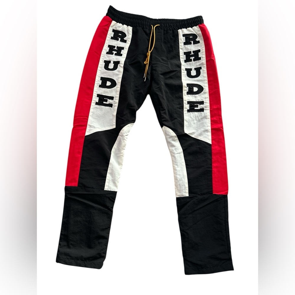 Rhude Racing Logo Slim Fit Windbreaker Pants Authentic